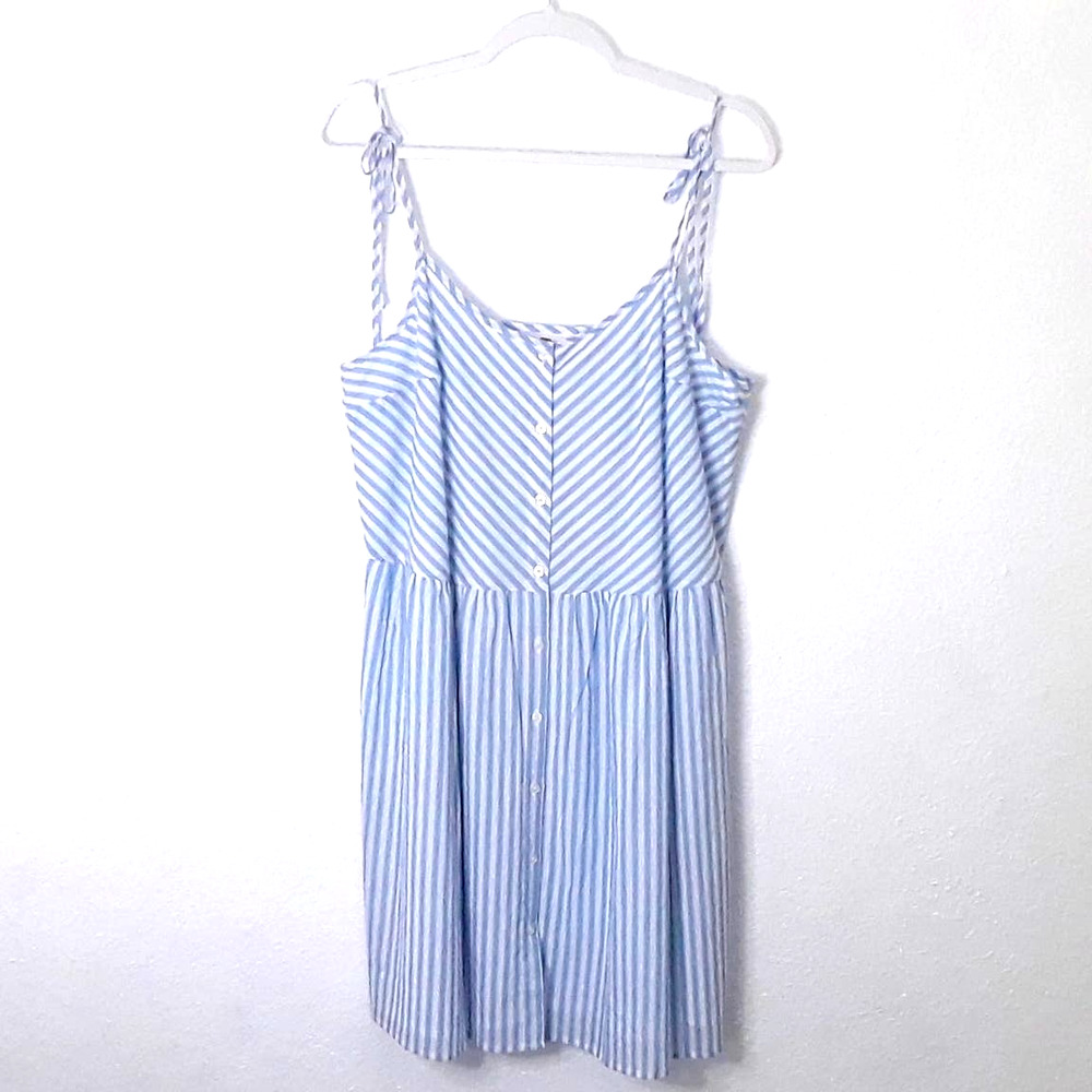 Levi's Stripe Cotton Sundress Dress - size Large, NWT! Orig $65 Blue White Light